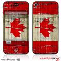 iPhone 4S Skin Painted Faded and Cracked Canadian Canada Flag