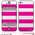 iPhone 4S Skin Kearas Psycho Stripes Hot Pink and White