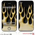 iPhone 4S Skin Metal Flames Yellow