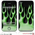 iPhone 4S Skin Metal Flames Green