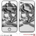 iPhone 4S Skin Chrome Skull on White