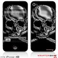 iPhone 4S Skin Chrome Skull on Black