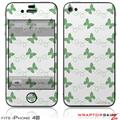 iPhone 4S Skin Pastel Butterflies Green on White