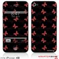 iPhone 4S Skin Pastel Butterflies Red on Black