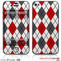 iPhone 4S Skin Argyle Red and Gray