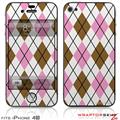 iPhone 4S Skin Argyle Pink and Brown