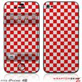 iPhone 4S Skin Checkered Canvas Red and White