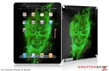 iPad Skin Flaming Fire Skull Green (fits iPad 2 through iPad 4)