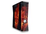 Flaming Fire Skull Orange Decal Style Skin for XBOX 360 Slim Vertical