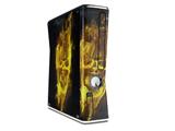 Flaming Fire Skull Yellow Decal Style Skin for XBOX 360 Slim Vertical
