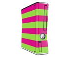 Kearas Psycho Stripes Neon Green and Hot Pink Decal Style Skin for XBOX 360 Slim Vertical
