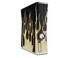 Metal Flames Yellow Decal Style Skin for XBOX 360 Slim Vertical