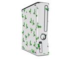 Christmas Holly Leaves on White Decal Style Skin for XBOX 360 Slim Vertical