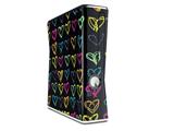 Kearas Hearts Black Decal Style Skin for XBOX 360 Slim Vertical