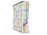 Kearas Hearts White Decal Style Skin for XBOX 360 Slim Vertical