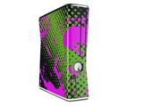Halftone Splatter Hot Pink Green Decal Style Skin for XBOX 360 Slim Vertical