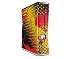Halftone Splatter Yellow Red Decal Style Skin for XBOX 360 Slim Vertical