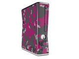WraptorCamo Old School Camouflage Camo Fuschia Hot Pink Decal Style Skin for XBOX 360 Slim Vertical