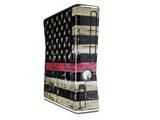 Painted Faded and Cracked Pink Line USA American Flag Decal Style Skin for XBOX 360 Slim Vertical