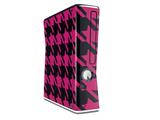 Houndstooth Hot Pink on Black Decal Style Skin for XBOX 360 Slim Vertical