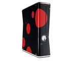 Lots of Dots Red on Black Decal Style Skin for XBOX 360 Slim Vertical