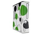 Lots of Dots Green on White Decal Style Skin for XBOX 360 Slim Vertical