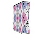 Argyle Pink and Blue Decal Style Skin for XBOX 360 Slim Vertical