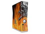 Chrome Skull on Fire Decal Style Skin for XBOX 360 Slim Vertical