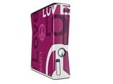 Love and Peace Hot Pink Decal Style Skin for XBOX 360 Slim Vertical