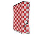 Checkered Canvas Red and White Decal Style Skin for XBOX 360 Slim Vertical
