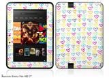 Kearas Hearts White Decal Style Skin fits 2012 Amazon Kindle Fire HD 7 inch