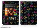 Kearas Peace Signs on Black Decal Style Skin fits 2012 Amazon Kindle Fire HD 7 inch