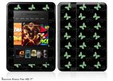 Pastel Butterflies Green on Black Decal Style Skin fits 2012 Amazon Kindle Fire HD 7 inch