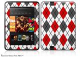 Argyle Red and Gray Decal Style Skin fits 2012 Amazon Kindle Fire HD 7 inch