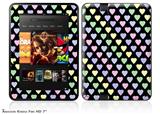Pastel Hearts on Black Decal Style Skin fits 2012 Amazon Kindle Fire HD 7 inch