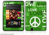 Love and Peace Green Decal Style Skin fits 2012 Amazon Kindle Fire HD 7 inch
