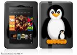 Penguins on Black Decal Style Skin fits 2012 Amazon Kindle Fire HD 7 inch