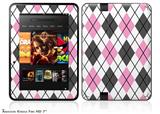 Argyle Pink and Gray Decal Style Skin fits 2012 Amazon Kindle Fire HD 7 inch