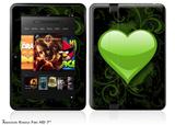 Glass Heart Grunge Green Decal Style Skin fits 2012 Amazon Kindle Fire HD 7 inch