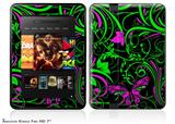 Twisted Garden Green and Hot Pink Decal Style Skin fits 2012 Amazon Kindle Fire HD 7 inch