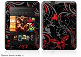 Twisted Garden Gray and Red Decal Style Skin fits 2012 Amazon Kindle Fire HD 7 inch