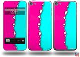 Ripped Colors Hot Pink Neon Teal Decal Style Vinyl Skin - fits Apple iPod Touch 5G (IPOD NOT INCLUDED)