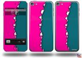 Ripped Colors Hot Pink Seafoam Green Decal Style Vinyl Skin - fits Apple iPod Touch 5G (IPOD NOT INCLUDED)