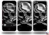 Chrome Skull on Black Decal Style Vinyl Skin - fits Apple iPod Touch 5G (IPOD NOT INCLUDED)