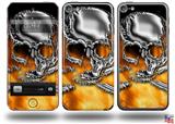 Chrome Skull on Fire Decal Style Vinyl Skin - fits Apple iPod Touch 5G (IPOD NOT INCLUDED)
