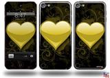 Glass Heart Grunge Yellow Decal Style Vinyl Skin - fits Apple iPod Touch 5G (IPOD NOT INCLUDED)