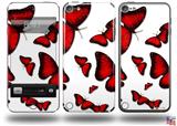 Butterflies Red Decal Style Vinyl Skin - fits Apple iPod Touch 5G (IPOD NOT INCLUDED)
