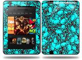 Scattered Skulls Neon Teal Decal Style Skin fits Amazon Kindle Fire HD 8.9 inch