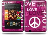 Love and Peace Hot Pink Decal Style Skin fits Amazon Kindle Fire HD 8.9 inch