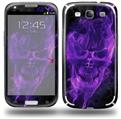 Flaming Fire Skull Purple - Decal Style Skin (fits Samsung Galaxy S III S3)